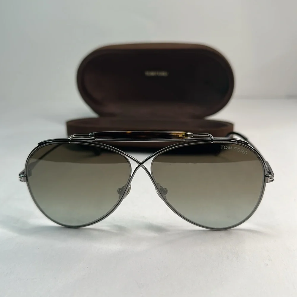 💯- New Authentic TOM FORD FT0818 pilot-frame metal sunglasses
